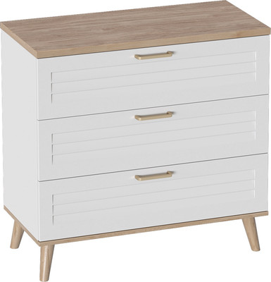 Комод Мебельград Гавана 3ящ 91.2x40.4x89 (дуб светлый натуральный/белый аляска/белый матовый)