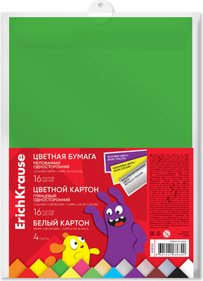 Набор цветной бумаги и картона Erich Krause Jolly Friends / 63639 (36л)