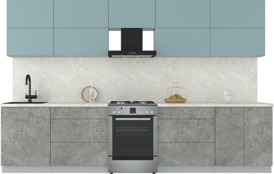 Кухонный гарнитур Интерлиния Мила Матте 3.3 Б (океан/керамика/опал светлый)