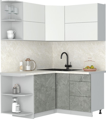 Кухонный гарнитур Интерлиния Мила Матте 1.5x1.4 А (белый/керамика/опал светлый)