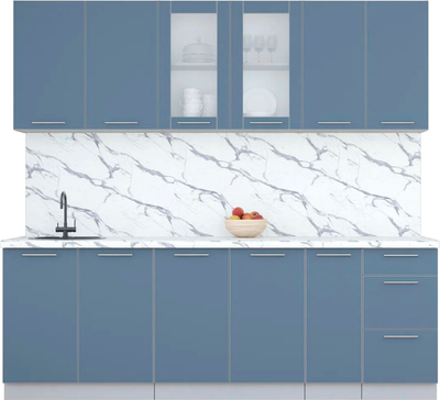 Кухонный гарнитур Интерлиния Мила Пластик 2.3 Б (арктический/арктический/белый гранит)