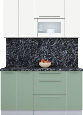 Кухонный гарнитур Interline Мила Пластик 1.5 В (зефирный/полынь/кастилло темный)