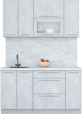 Кухонный гарнитур Interline Мила Пластик 1.5 В (оксид светлый/оксид светлый/серый каспий)