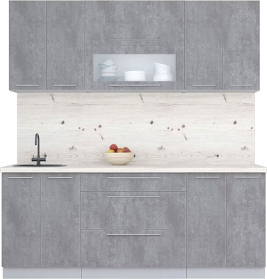 Кухонный гарнитур Интерлиния Мила Пластик 2.0 В (оксид темный/оксид темный/бискайская сосна)