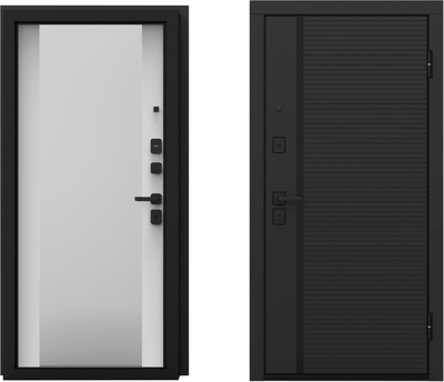 Входная дверь Guard Line зеркало 86x205 правая (графит/шагрень белая)