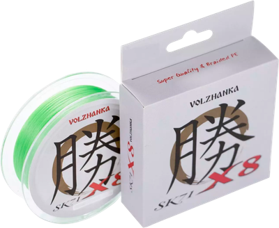 Леска плетеная Волжанка SK-71 X8 0.16мм 10.00кг / X8-SK71G-016 (150м, зеленый)