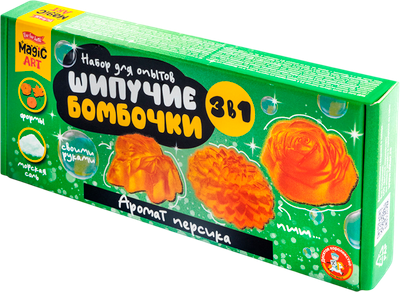 Набор для создания косметики Десятое королевство Шипучие бомбочки. Аромат персика 3 в 1 / 05711