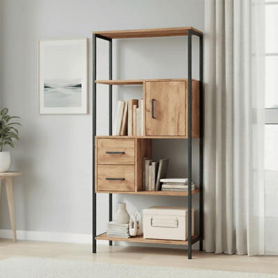 Стеллаж Mio Tesoro Cool Joy Loft (дуб золотой крафт/черный)