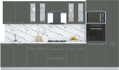 Кухонный гарнитур Интерлиния Мила Пластик 3.6 (шторм/шторм/белый гранит)