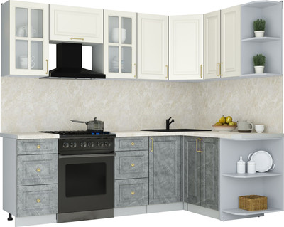 Кухонный гарнитур Интерлиния Мила Шато 1.5x2.4 PR (белый/керамика/опал светлый)