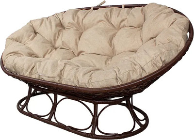 Диван садовый M-Group Мамасан Home / 12880201 (коричневый ротанг/лен подушка)