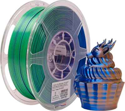 Пластик для 3D-печати eSUN ePLA-Silk Mystic Filament / ePLA-SilkMystic-P175BOG1 (1.75мм, 1кг, синий/оранжевый/зеленый)