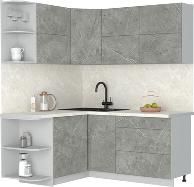 Кухонный гарнитур Интерлиния Мила Матте 1.5x1.8 А (керамика/керамика/опал светлый)