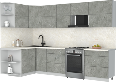 Кухонный гарнитур Интерлиния Мила Матте 1.5x3.0 Б (керамика/керамика/опал светлый)