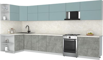 Кухонный гарнитур Интерлиния Мила Матте 1.5x4.0 Б (океан/керамика/опал светлый)