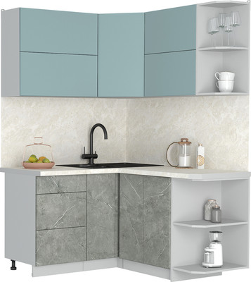 Кухонный гарнитур Интерлиния Мила Матте 1.5x1.4 А PR (океан/керамика/опал светлый)