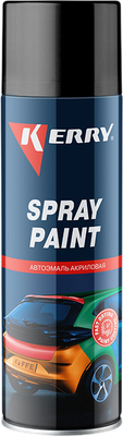 Эмаль автомобильная Kerry Акриловая KR-612 (650мл, матовый черный 601, RAL 9005)