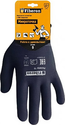 Перчатки защитные Fiberon Микроточка / PR-PVC522 (L, темно-синий)