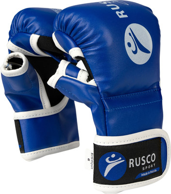 Перчатки для единоборств RuscoSport Start к/з (р.4, синий)