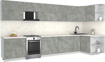 Кухонный гарнитур Интерлиния Мила Матте 1.5x4.0 Б PR (керамика/керамика/опал светлый)