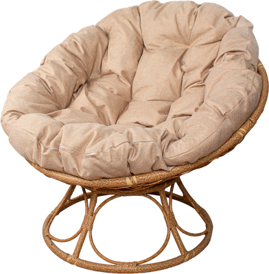 Кресло садовое M-Group Папасан Home / 12860501 (бежевый ротанг/лен подушка)