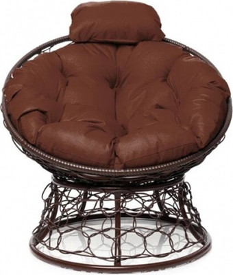 Кресло садовое M-Group Папасан мини / 12070215 (коричневый ротанг/какао подушка)