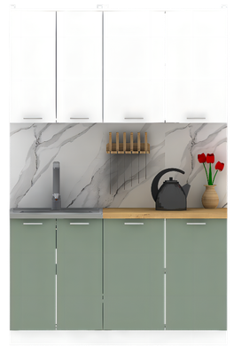 Кухонный гарнитур Eligard Lion 1.4 (белый/самшит/дуб бунратти)