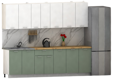 Кухонный гарнитур Eligard Lion 2.6 (белый/самшит/дуб бунратти)