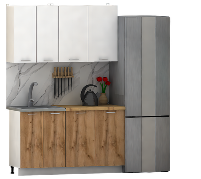 Кухонный гарнитур Eligard Lion 1.4 без столешницы (белый/дуб натуральный)