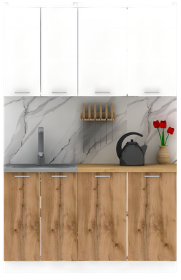 Кухонный гарнитур Eligard Lion 1.4 без столешницы (белый/дуб натуральный)