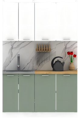 Кухонный гарнитур Eligard Lion 1.4 без столешницы (белый/самшит)