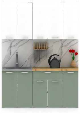 Кухонный гарнитур Eligard Lion 1.5 без столешницы (белый/самшит)