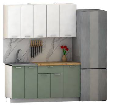 Кухонный гарнитур Eligard Lion 1.1.6 без столешницы (белый/самшит)