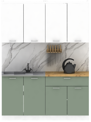 Кухонный гарнитур Eligard Lion 2 1.6 без столешницы (белый/самшит)