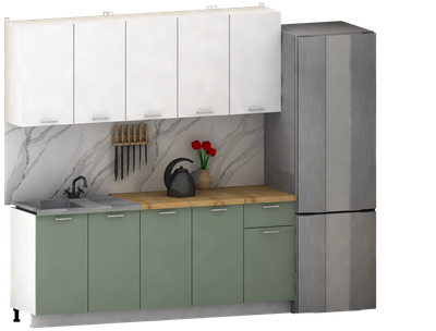 Кухонный гарнитур Eligard Lion 2.0 без столешницы (белый/самшит)