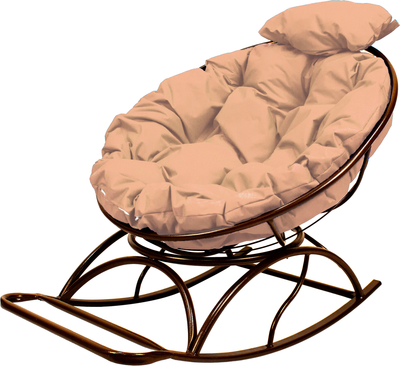 Кресло-качалка M-Group Папасан мини / 12690201 (коричневый/бежевая подушка)