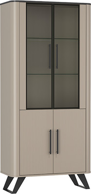 Шкаф с витриной Олмеко Фиделия 76.01 (серый камень/мрамор черный)