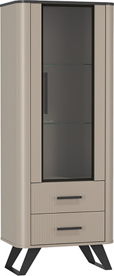 Шкаф с витриной Олмеко Фиделия 76.02 (серый камень/мрамор черный)