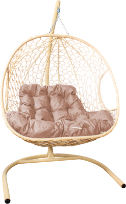 Кресло подвесное M-Group Для двоих / 11450501 (бежевый ротанг/бежевая подушка)