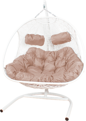 Кресло подвесное M-Group Добрыня / 11460101 (белый ротанг/бежевая подушка)