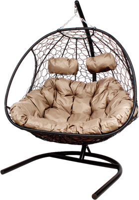 Кресло подвесное M-Group Добрыня / 11460401 (черный ротанг/бежевая подушка)