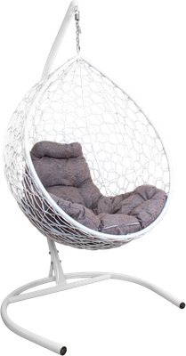 Кресло подвесное M-Group Капля Home / 11830109 (белый ротанг/пепел подушка)