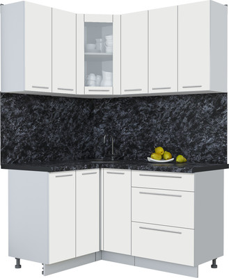 Кухонный гарнитур Интерлиния Мила Пластик 1.2x1.5 (зефирный/зефирный/кастилло темный)