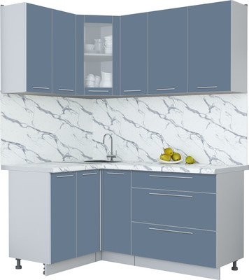 Кухонный гарнитур Interline Мила Пластик 1.2x1.7 (арктический/арктический/белый гранит)