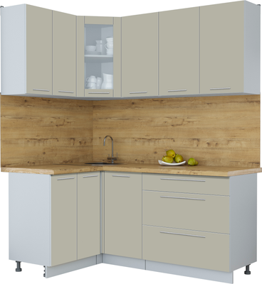 Кухонный гарнитур Интерлиния Мила Пластик 1.2x1.8 (латте/латте/дуб бунратти)