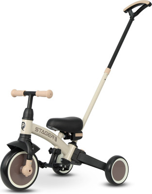 Трехколесный велосипед с ручкой QPlay T80 Stager (бежевый/коричневый)