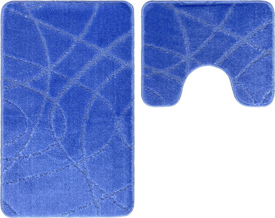 Набор ковриков для ванной и туалета Gokyildiz Standart 50x80+50x40 / CROSS-6001-BLUE-LINEN