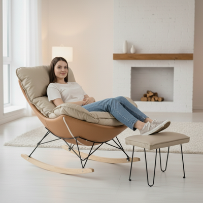 Кресло-качалка Mio Tesoro Монга-2 (бежевый/коричневый)