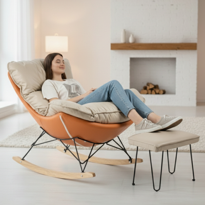 Кресло-качалка Mio Tesoro Монга-2 (бежевый/оранжевый)