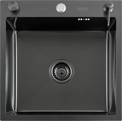 Мойка кухонная Futur FK 5050 Eco Embossing Pop-up Econom (черный нано)